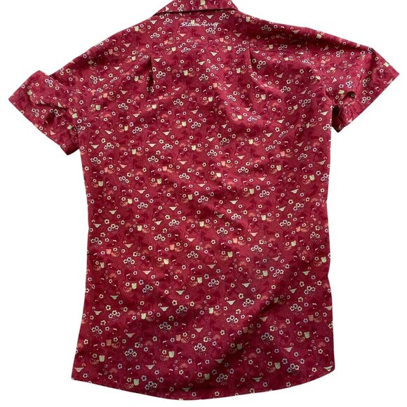 William Murray Mens Shirt Medium Red Floral Short Sleeve Button-Up - Picture 2 of 7